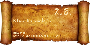 Klos Barabás névjegykártya
